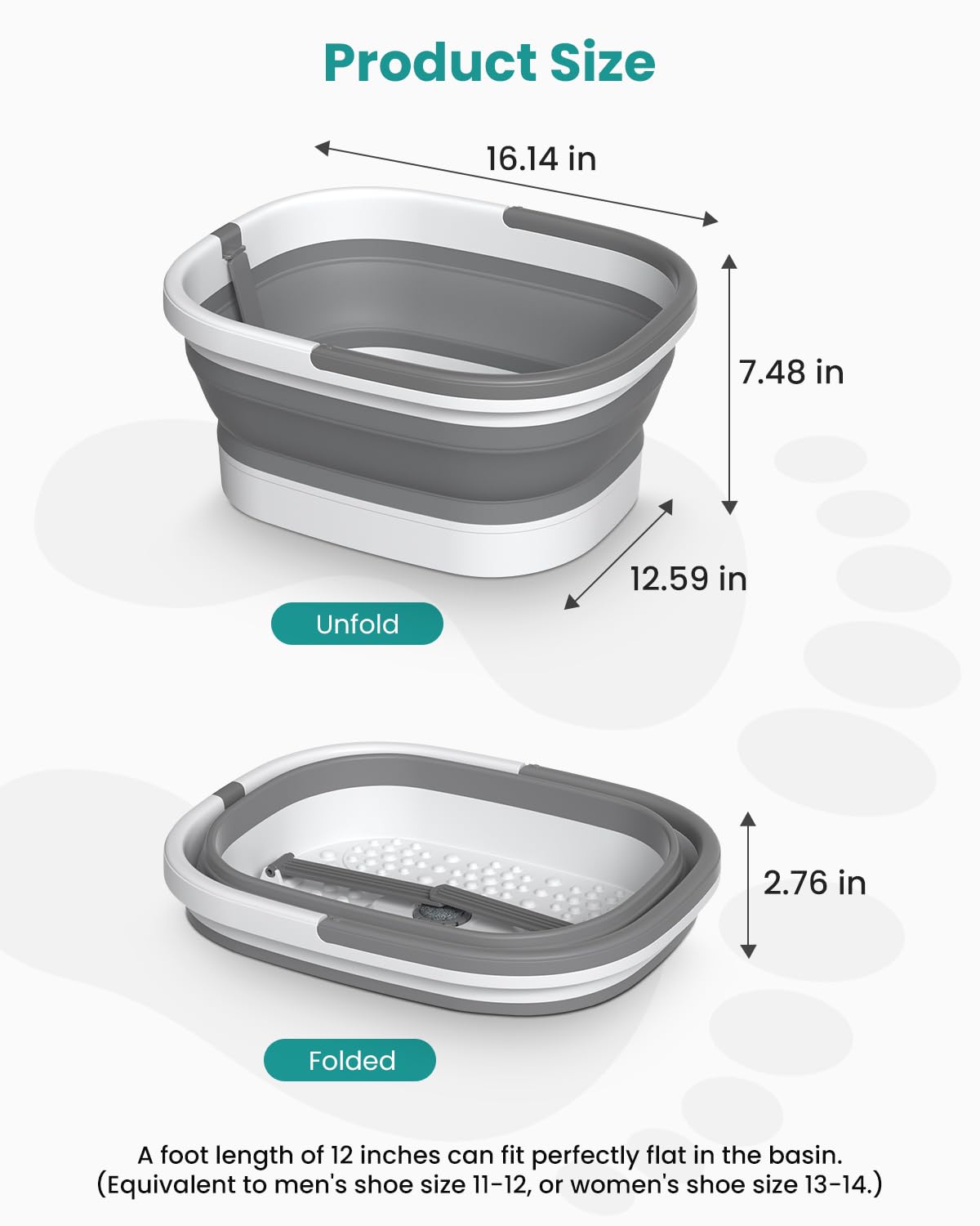 Nekteck Foot Soaking Tub Collapsible Bucket for Foot Bath Soak Tub, Foot Basin Foot Soaker with 138 Acupressure Nodes and Pumice Stone for Feet Massager Pedicure Foot Spa, Gifts for Men Women Dad Mom