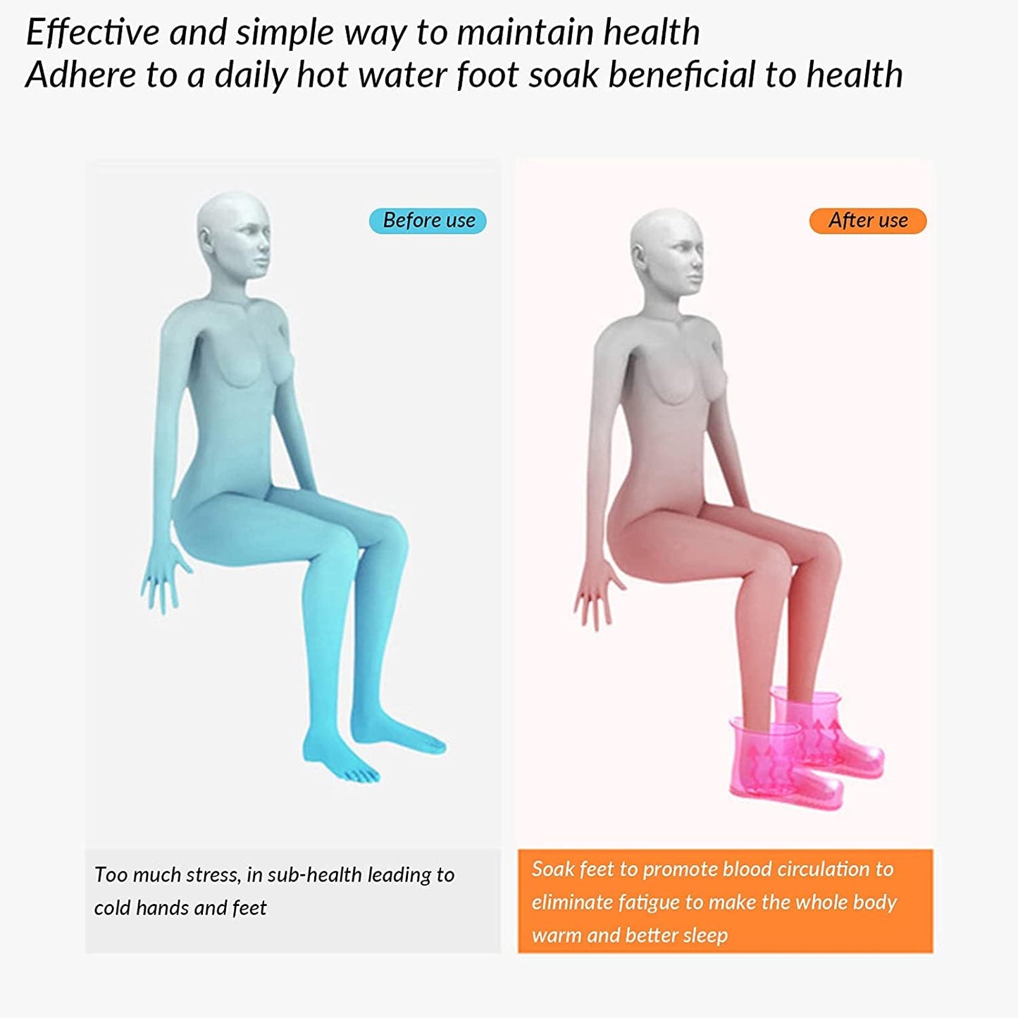 Movable Foot Soaker, Portable Feet Soaking Tub Massage Foot Bath Shoes, Bath Massager Basin Pedicure Feet Spa Shoes for Thermal Massage to Promote Blood Circulation (Medium, Red)